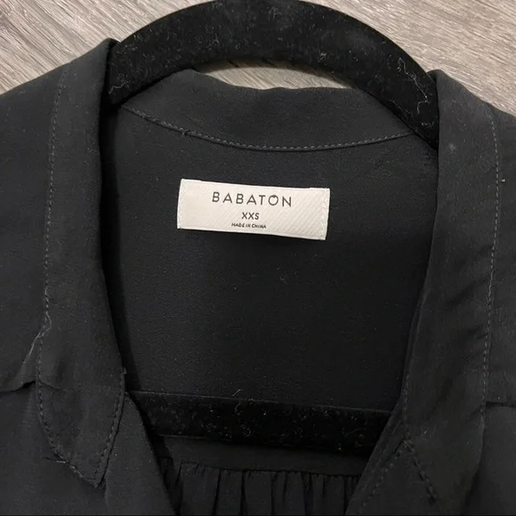 Babaton Aritzia Serge Blouse Black Sz XXS Cupro Fabric - Picture 3 of 10
